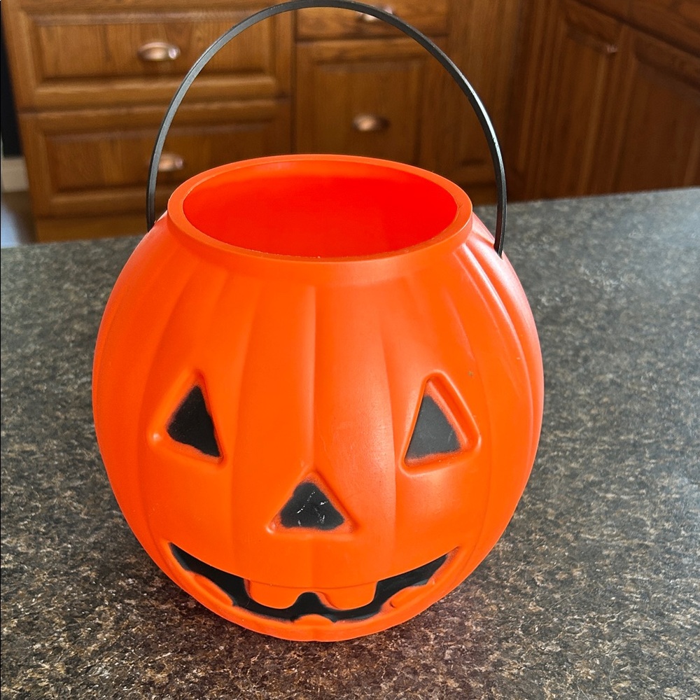 Orange Pumpkin Halloween Bucket